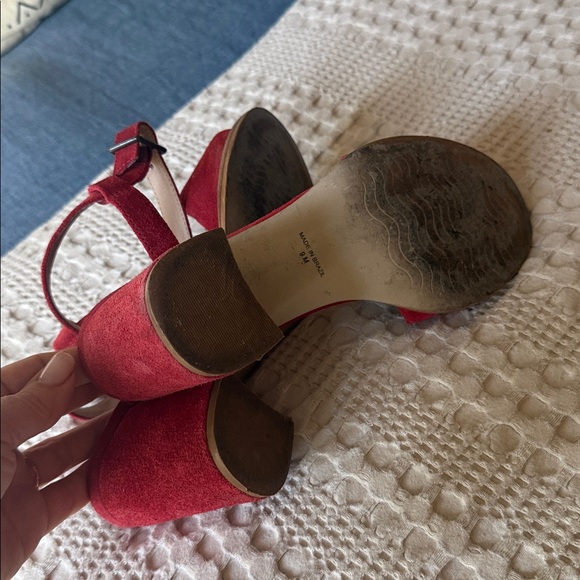 Able Sz 9 The Mary red suede block heel strap sandals - Picture 6 of 6